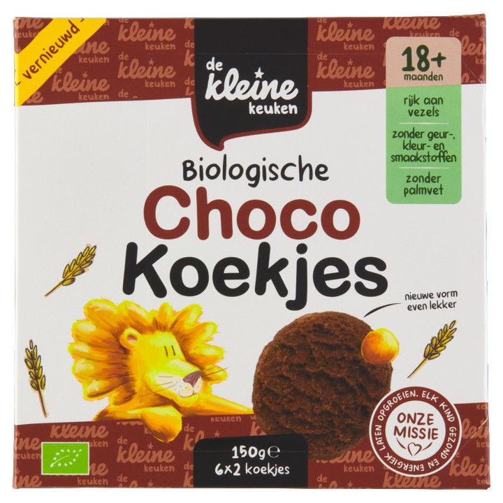 De Kleine Keuken Biologische Chocokoekjes 18+ Maanden 6 x 2 Stuks 150g