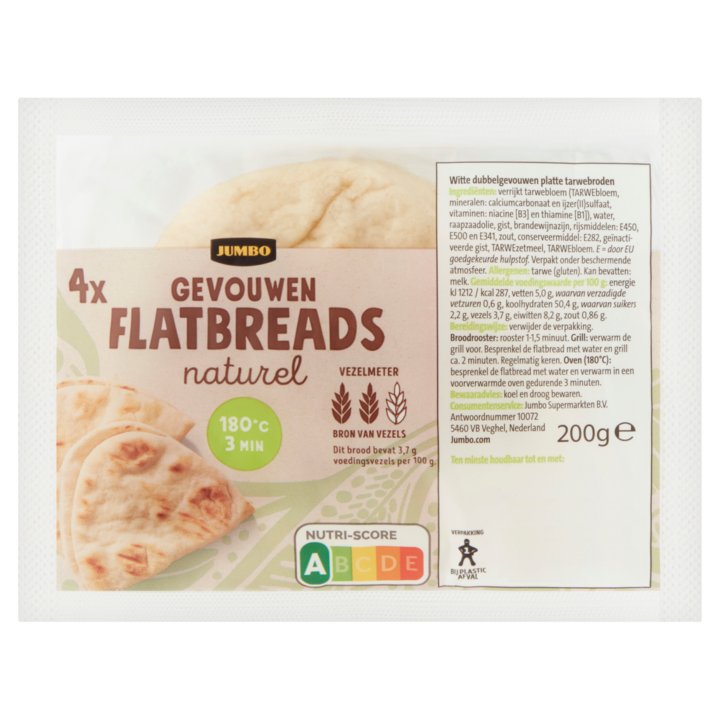 Jumbo - Gevouwen Flatbreads Naturel - 4 Stuks