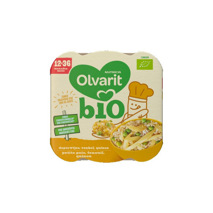 Olvarit Bio Doperwtjes Venkel Quinoa 12+ Maanden 230g