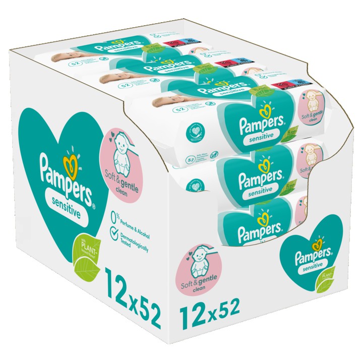 Pampers Sensitive Babydoekjes 12 Verpakkingen = 624 Doekjes