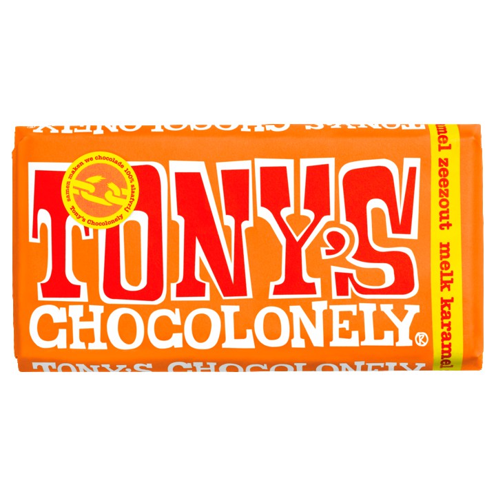 Tony&amp;#x27;s Chocolonely Zeezout Melk Karamel Chocolade Reep 180g