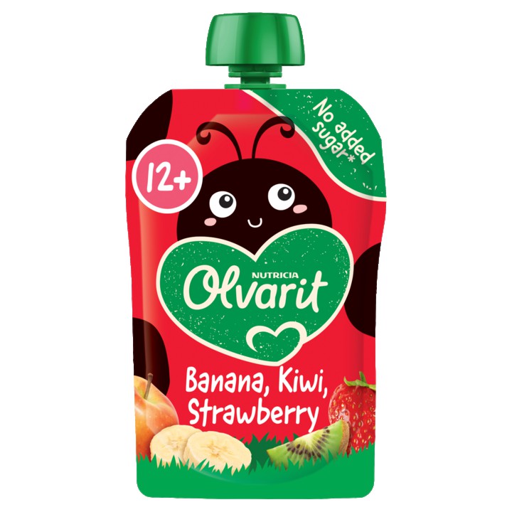 Olvarit Knijpfruit Banaan Kiwi Aardbei 12+ Maanden 100g