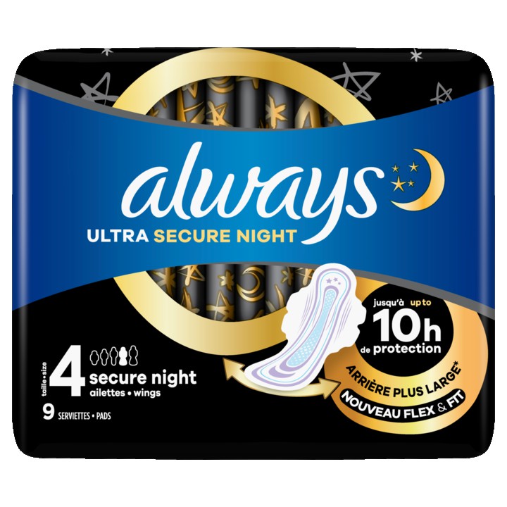 Always Ultra Maandverband Secure Night Vleugels 9 Stuks