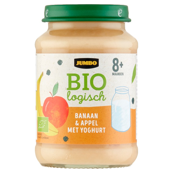 Jumbo Biologisch Banaan &amp;amp; Appel met Yoghurt 8+ Maanden 190g