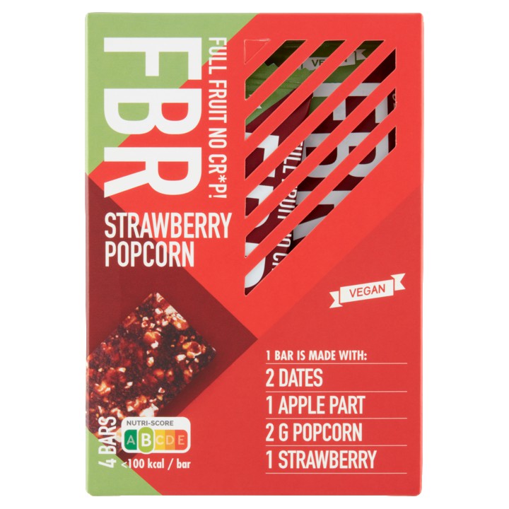 FBR Fruitreep Aardbei-Popcorn 4 x 30g