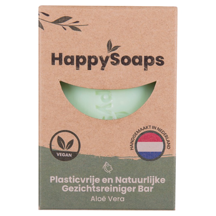 HappySoaps - Gezichtsreiniger Bar - Alo&amp;euml; Vera 1 x 70g