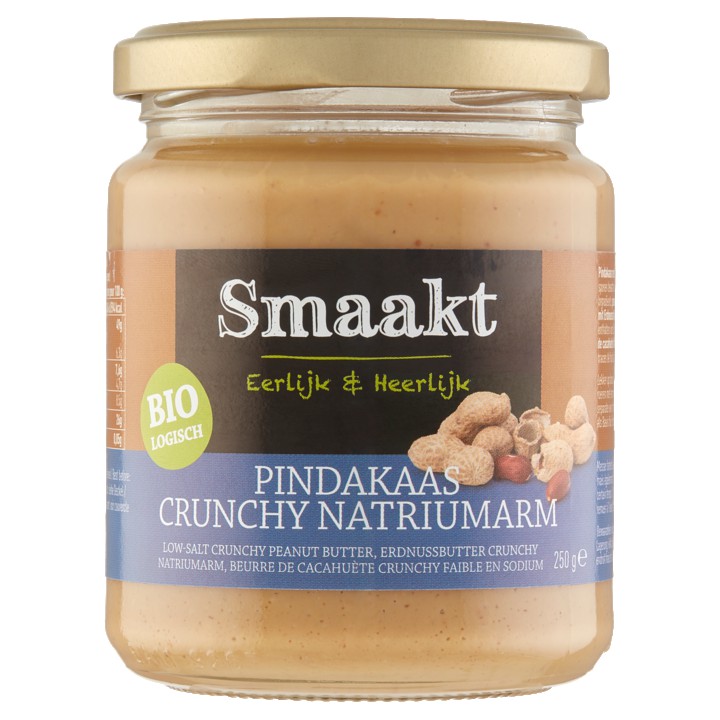 Smaakt Biologisch Pindakaas Crunchy Natriumarm 250g