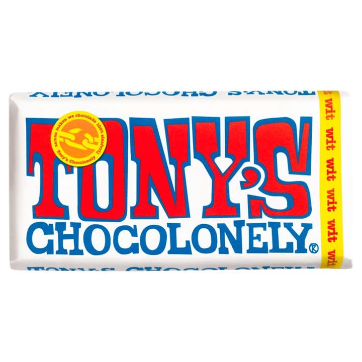 Tony&amp;#x27;s Chocolonely Wit Chocolade Reep 28% 180g