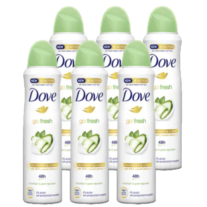 Dove Go Fresh Anti-Transpirant Deodorant Spray Cucumber &amp;amp; Green Tea 6 x 150ml