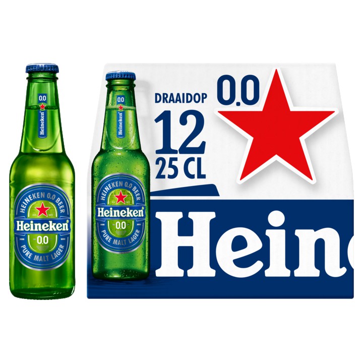 Heineken Premium Pilsener 0.0 Bier Draaidop Fles 12 x 25cl