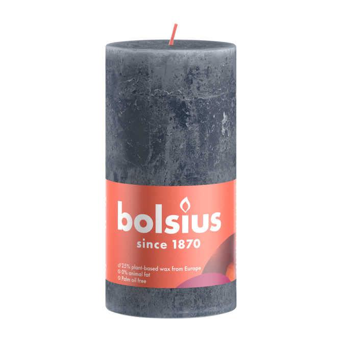 Bolsius Stompkaars rustiek shine blauw 13 cm