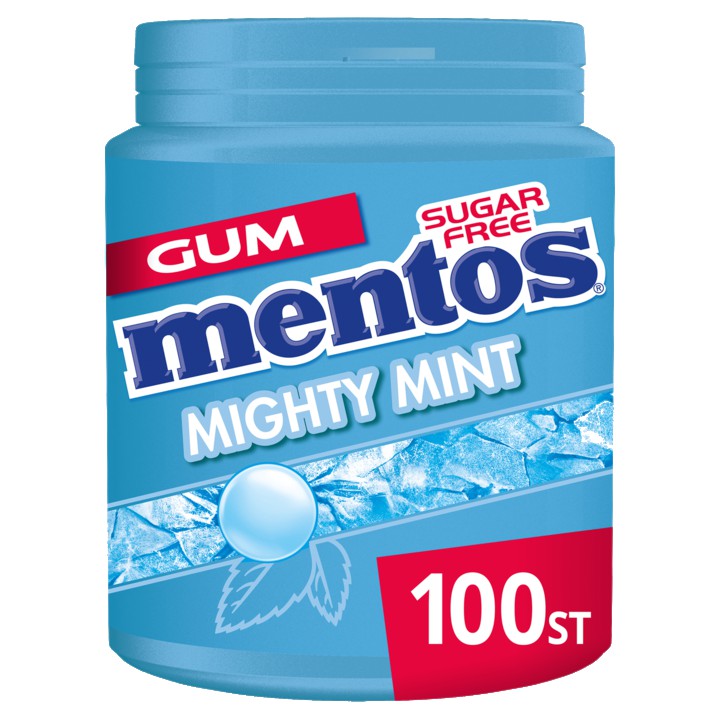 Mentos Mighty Mint XL Kauwgom mint Suikervrij Pot 100 stuks