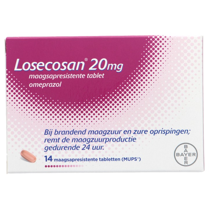 Losecosan tabletten bij brandend maagzuur 20mg  MSR,  14 stuks