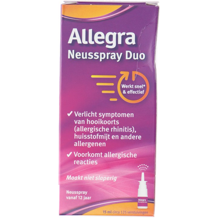 Allegra Neusspray Duo voor verlichting bij hooikoorts, 15ml