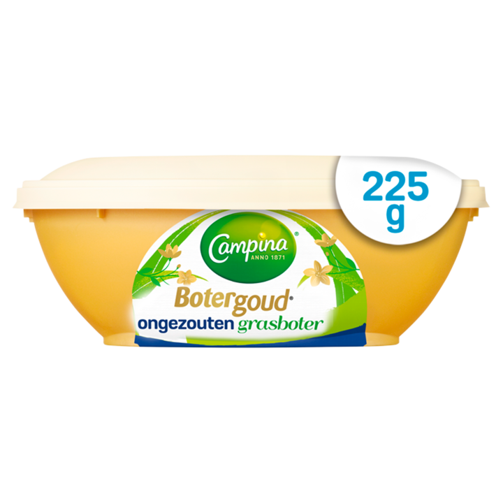 Campina Botergoud Ongezouten Grasboter  Beker/kuipje 225g