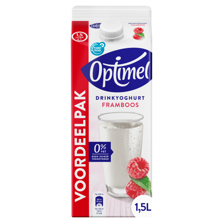 Optimel Drinkyoghurt framboos 0% vet 1. 5L