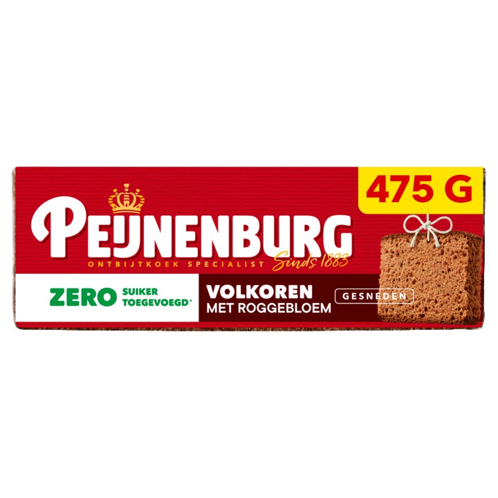 Peijnenburg ontbijtkoek zero volkoren gesneden 475g