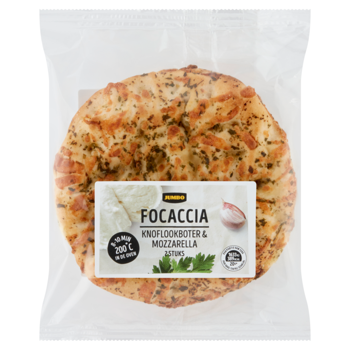 Jumbo Focaccia Knoflookboter &amp;amp; Mozzarella 2 Stuks 240g