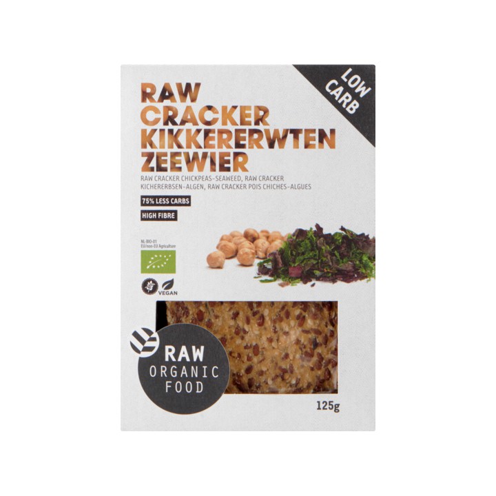 Raw Organic Food Raw Cracker Kikkererwten Zeewier 125g