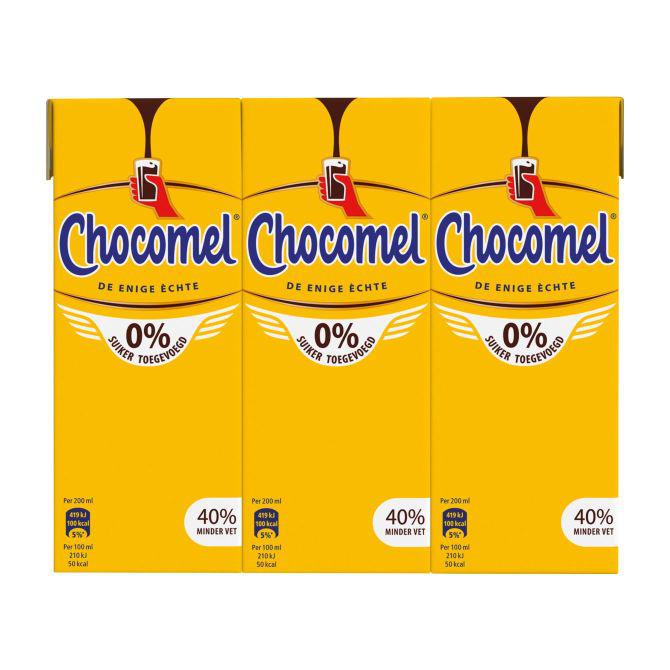 Chocomel Chocoladedrank 0% Suiker Toegevoegd 6 x 200 ml Krimpverpakking