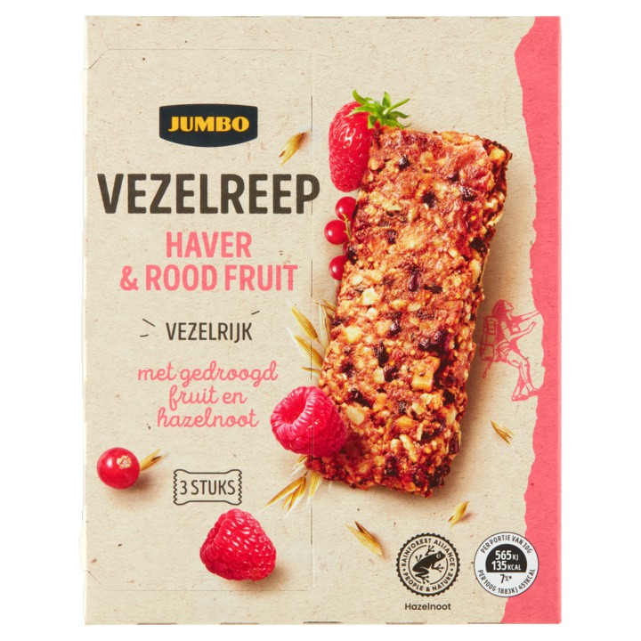 Jumbo Vezelreep Haver &amp;amp; Rood Fruit 3 Stuks