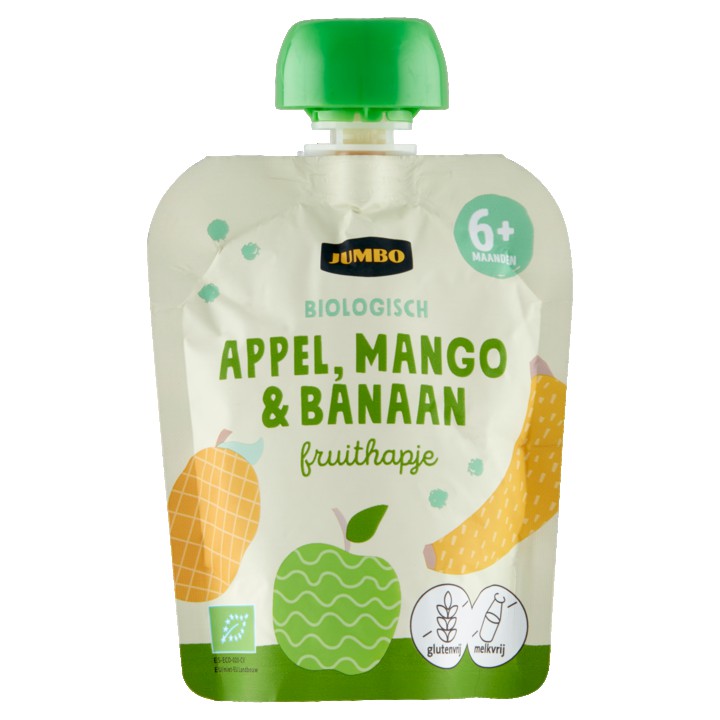 Jumbo Biologisch Fruithapje 6+ Maanden - Appel, Mango &amp;amp; Banaan 90g