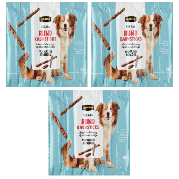 Jumbo Rund Kauwsticks Volwassen Honden 3 x 5 Stuks