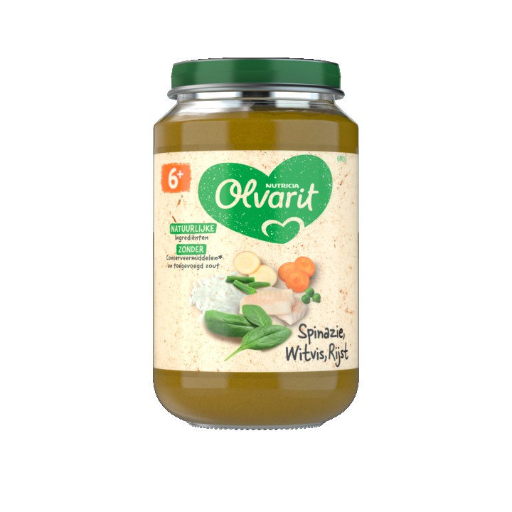 Olvarit Spinazie Witvis Rijst 6+ Maanden 200g