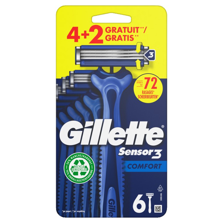 Gillette Sensor3 Comfort, Wegwerpscheermes X6