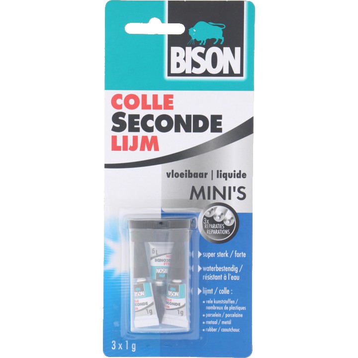 Bison Secondelijm Mini&amp;#x27;s (1 gram), 3 stuks