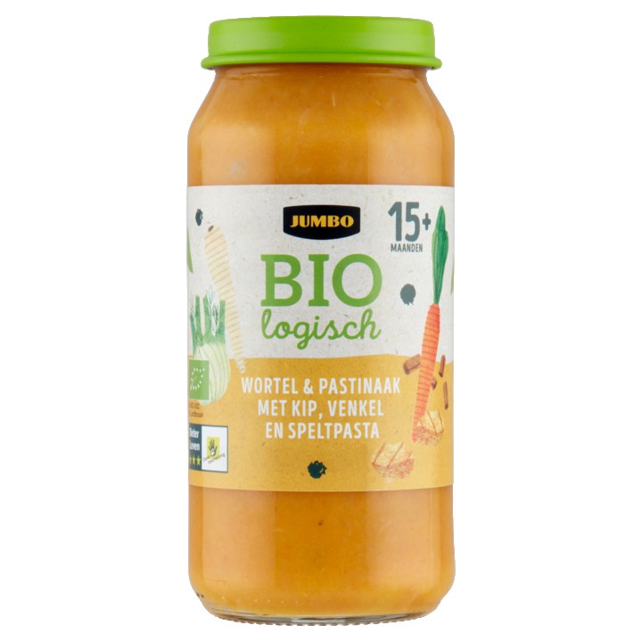 Jumbo Biologisch Wortel &amp;amp; Pastinaak met Kip, Venkel en Speltpasta 15+ Maanden 250g