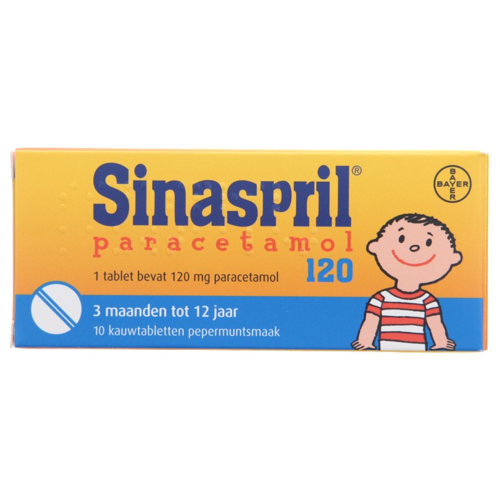 Sinaspril Paracetamol kauwtabletten 120 mg, 10 stuks