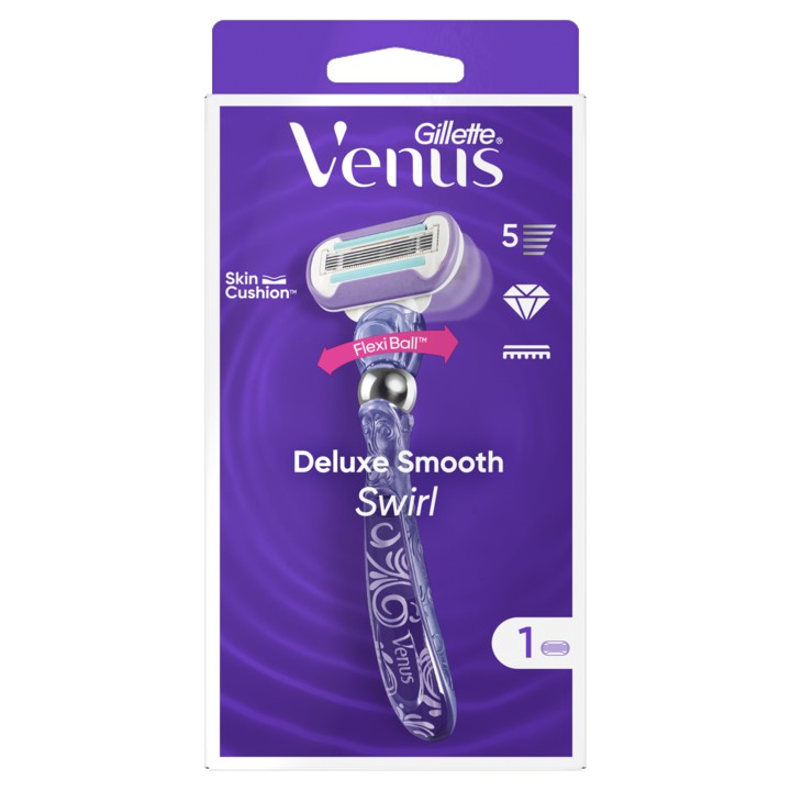 Gillette Venus Deluxe Smooth Swirl Voor Vrouwen, 1 Handvat, 1 Navulmesje