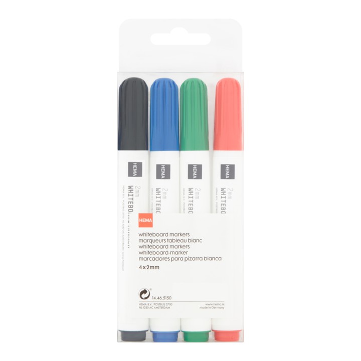 HEMA Whiteboard Marker 2 mm 4 Stuks