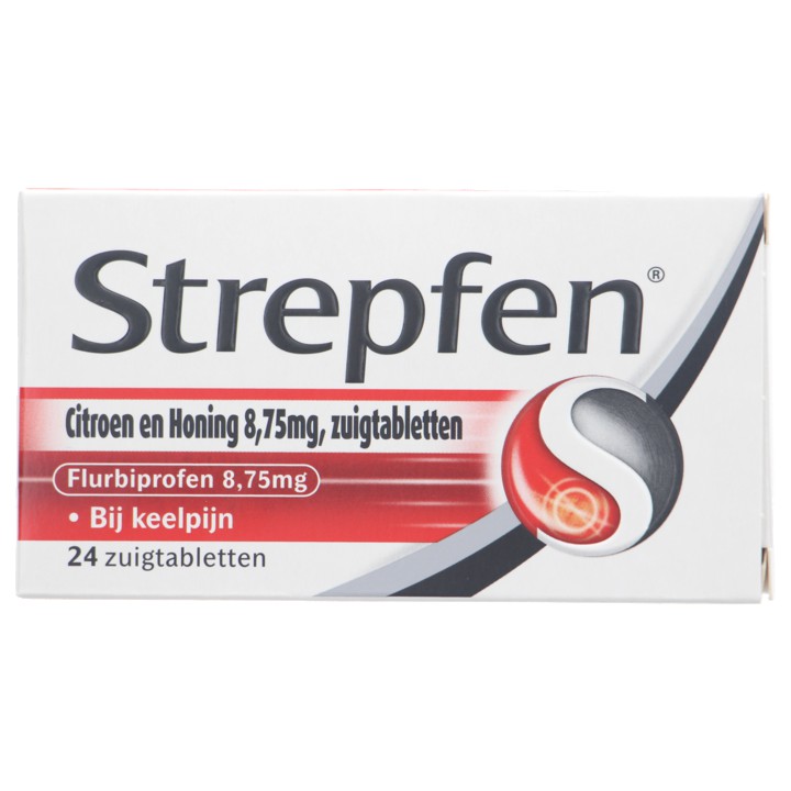 Strepsils Strepfen Citroen en Honing zuigtabletten bij keelpijn 8,75 mg, 24 stuks