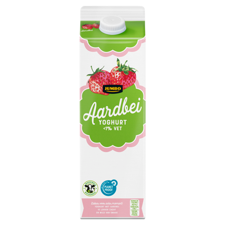 Jumbo Magere Yoghurt Aardbeien 0,1% Vet 1L