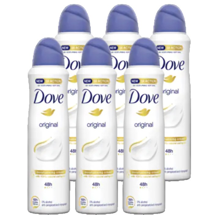 Dove Anti-transpirant Deodorant Spray Original 6 x 150ml