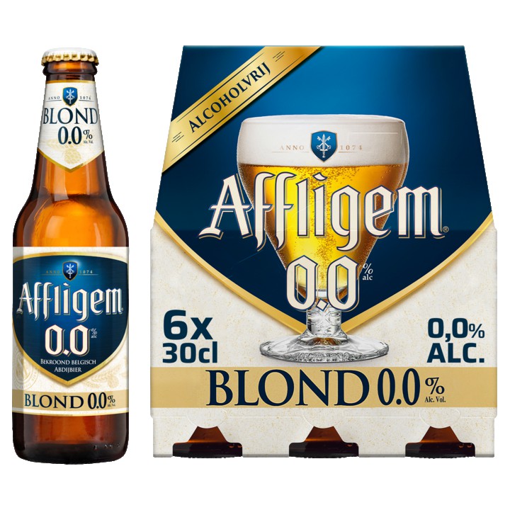 Affligem Blond 0.0 bier fles 6 x 30 cl