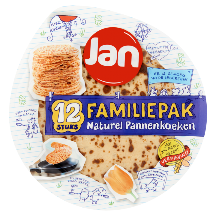 Jan Familiepak Pannenkoeken Naturel 12 Stuks 810g