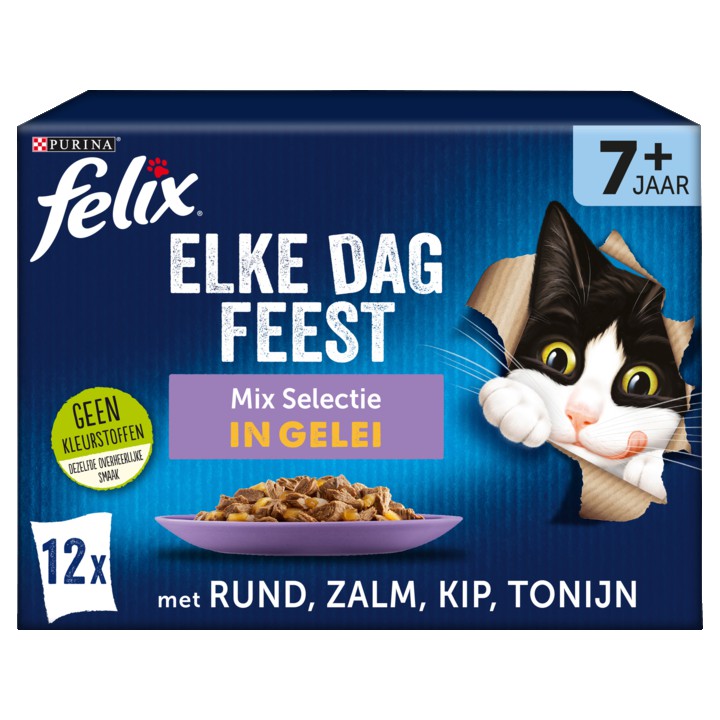 FELIX&amp;reg; Elke Dag Feest Senior Mix Selectie in Gelei Kattenvoer 12x85g