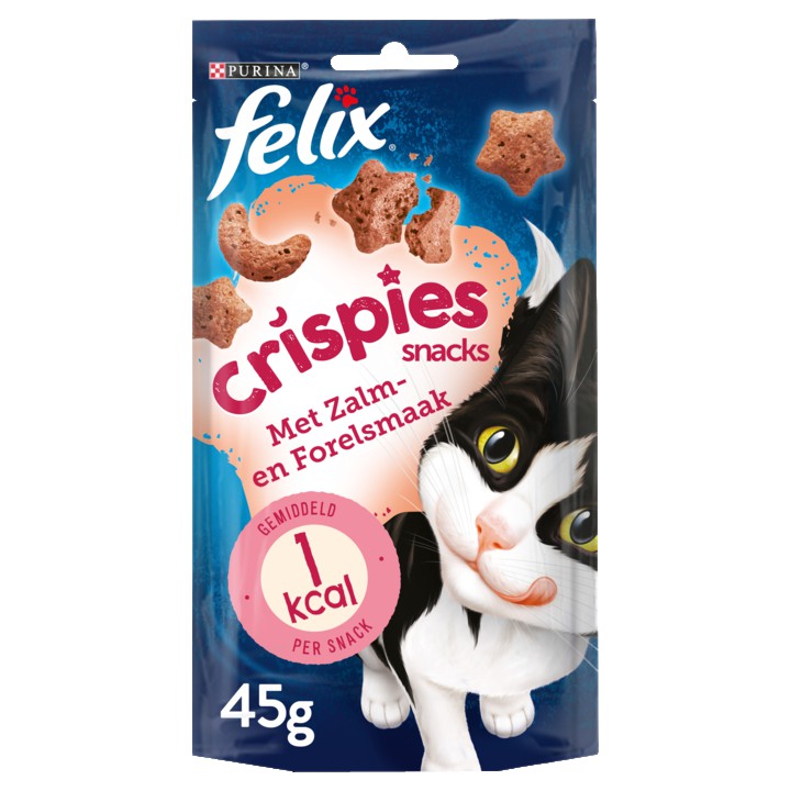 FELIX&amp;reg; Crispies met Zalm- &amp;amp; Forelsmaak - Kattensnacks - 45g