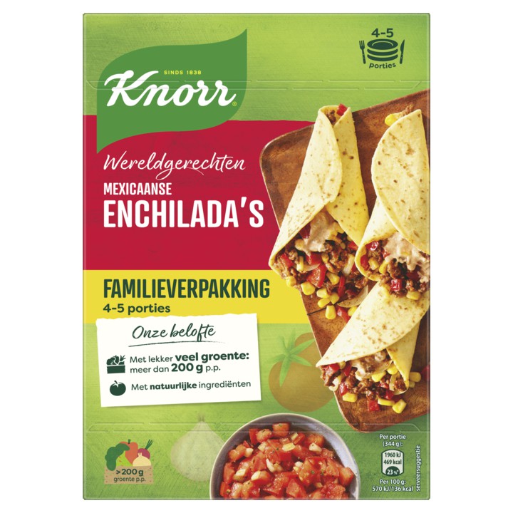 Knorr Wereldgerechten Maaltijdpakket Mexicaanse Enchilada&amp;#x27;s XXL 328g