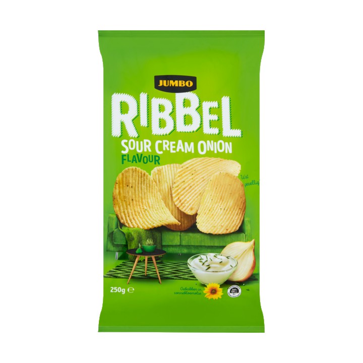 Jumbo Ribbel Sour Cream Onion Chips 250g