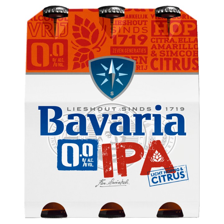 Bavaria 0.0% IPA alcoholvrij speciaal bier fles