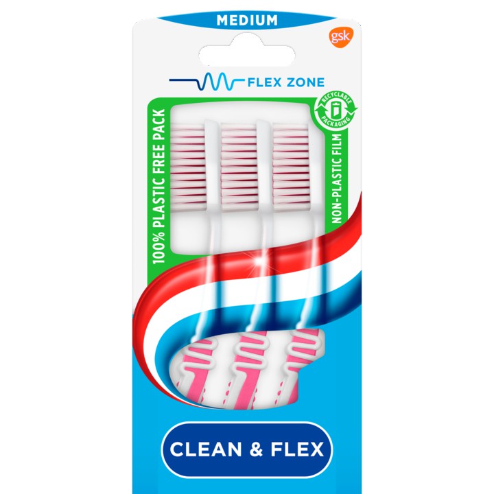 Aquafresh Clean&Flex Medium dagelijkse Tandenborstel 2+1 gratis, in 100% plasticvrije verpakking | Nederland Life Aquafresh Clean&Flex Medium dagelijkse Tandenborstel 2+1 gratis, in 100% plasticvrije verpakking