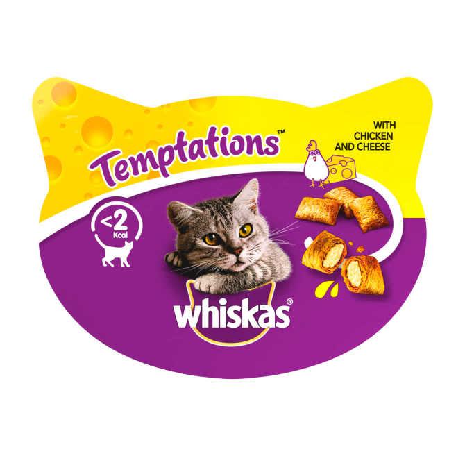 Whiskas Temptations - Kip &amp; Kaas - Kattensnacks - 60 g