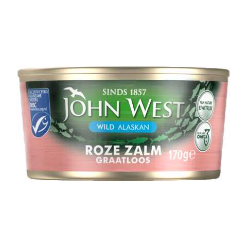 John West wilde roze zalm zonder vel en graat MSC 170 gram