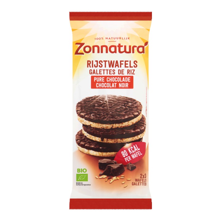 Zonnatura Pure Chocolade Rijstwafels 6 Stuks 100g