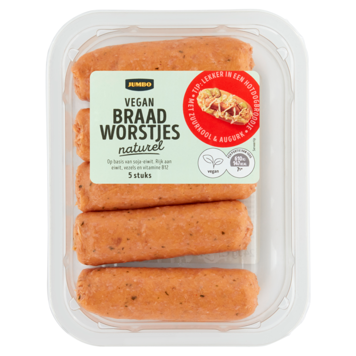 Jumbo Vegan Braadworstjes Naturel 5 Stuks