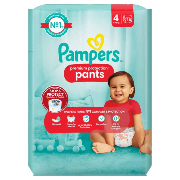 Pampers Premium Protection Pants Maat 4, x18 Luierbroekjes